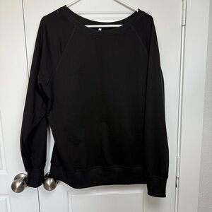 Black Crewneck Sweater with Ribbed Cuffs Lightweight
